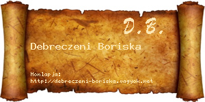 Debreczeni Boriska névjegykártya